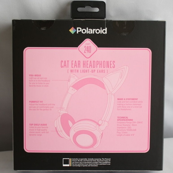 Polaroid Pink Cat Ear Headphones Light Up Ears - Picture 3 of 3